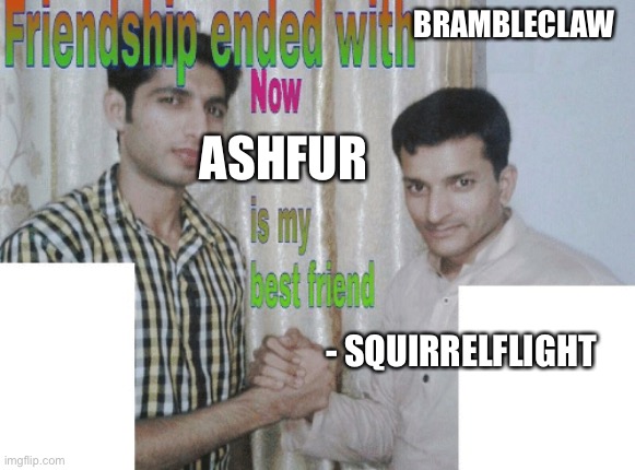 Well- Temporarily- | BRAMBLECLAW; ASHFUR; - SQUIRRELFLIGHT | image tagged in friendship ended with x now y is my best friend | made w/ Imgflip meme maker