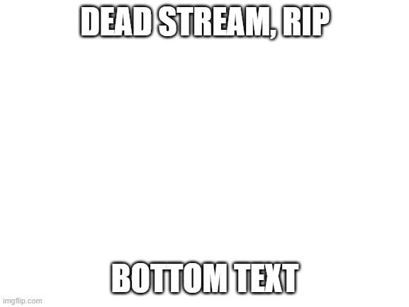 Blank White Template | DEAD STREAM, RIP; BOTTOM TEXT | image tagged in blank white template | made w/ Imgflip meme maker