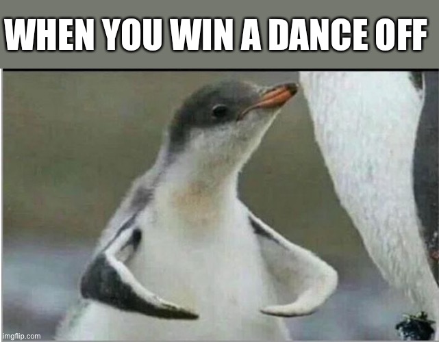 Happy feet flex | WHEN YOU WIN A DANCE OFF | image tagged in penguin flexing,happy feet,feet,dance | made w/ Imgflip meme maker