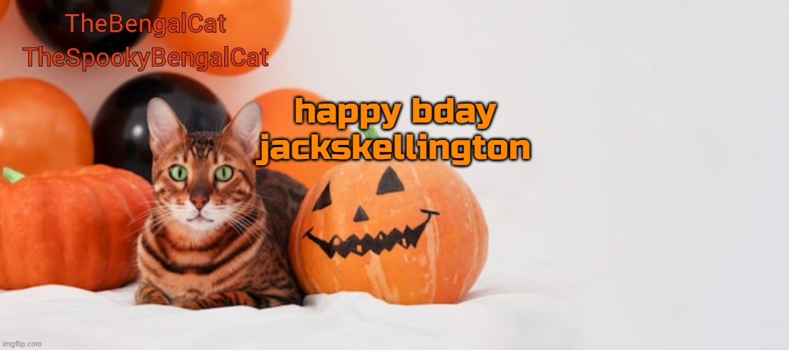 TheSpookyBengalCat annoucment template | happy bday jackskellington | image tagged in thespookybengalcat annoucment template | made w/ Imgflip meme maker