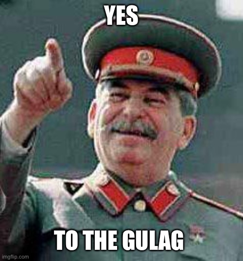 Stalin says | YES TO THE GULAG | image tagged in stalin says | made w/ Imgflip meme maker