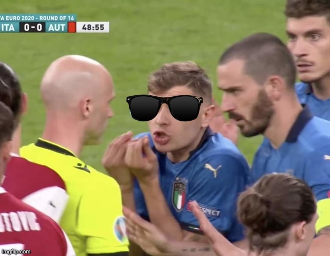 Pineapple Pizza | image tagged in italy referee barella bonucci berardi | made w/ Imgflip meme maker