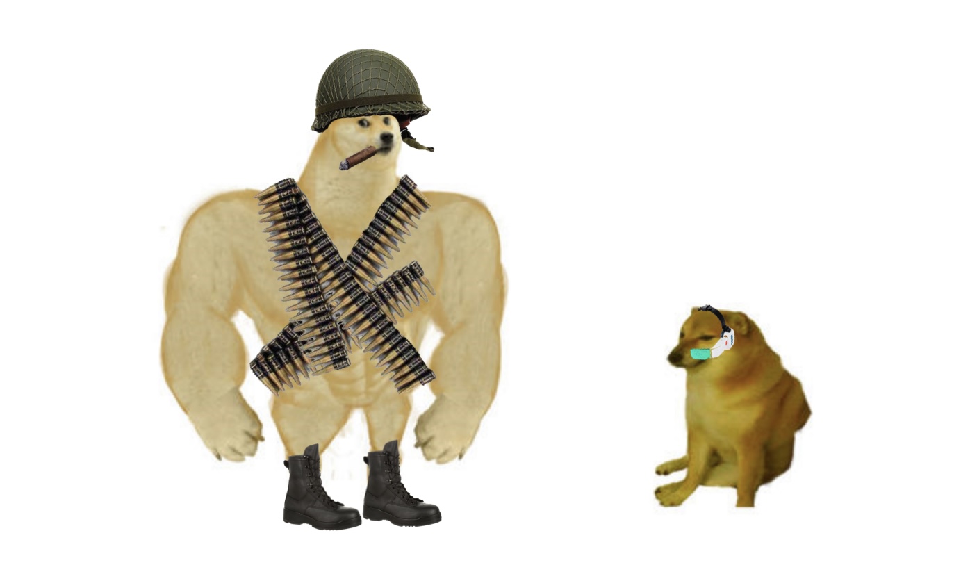 High Quality Swoll Doge vs Cheems (Military) Blank Meme Template