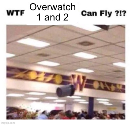 WTF --------- Can Fly ?!? | Overwatch 1 and 2 | image tagged in wtf --------- can fly | made w/ Imgflip meme maker