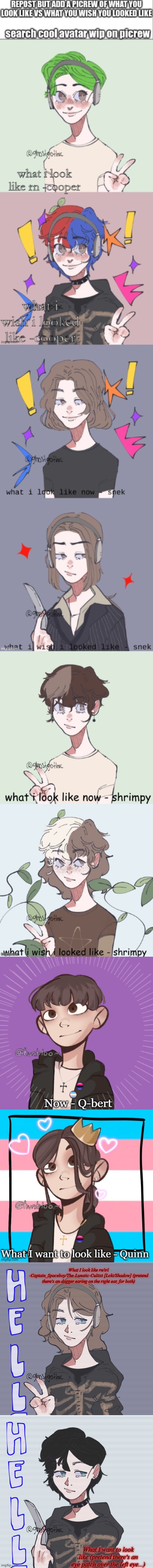 I couldn't fix the nose, there's nothing around it...I do have a skeleton hoodie irl and a dagger earring. | What I look like rn/irl -Captain_Spaceboy/The-Lunatic-Cultist [Loki/Shadow] (pretend there's an dagger earing on the right ear, for both); What I want to look like (pretend there's an eye patch over the left eye...) | made w/ Imgflip meme maker