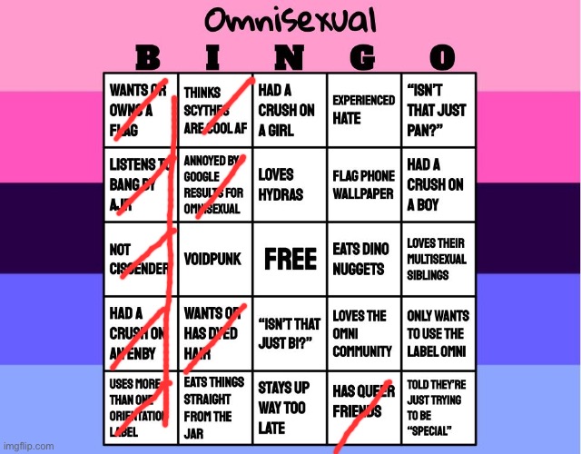 i think im omni…yAy! | image tagged in omnisexual bingo,bingo,lgbtq | made w/ Imgflip meme maker