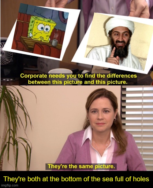 The Same | They're both at the bottom of the sea full of holes | image tagged in memes,they're the same picture | made w/ Imgflip meme maker