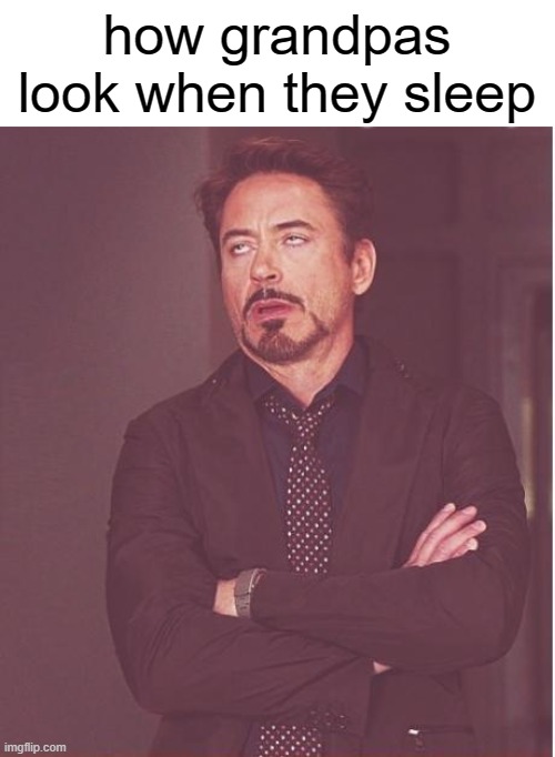 free Khoa | how grandpas look when they sleep | image tagged in memes,face you make robert downey jr | made w/ Imgflip meme maker