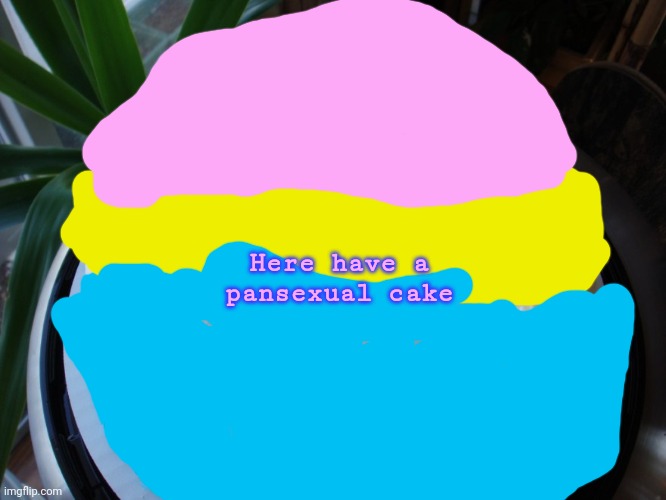 I can't draw anything ? | Here have a pansexual cake | image tagged in cake | made w/ Imgflip meme maker