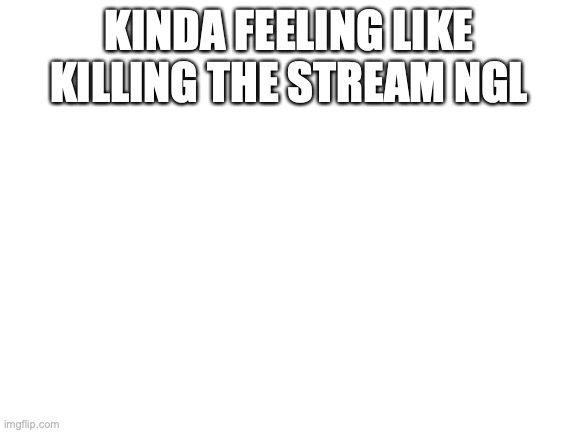 Blank White Template | KINDA FEELING LIKE KILLING THE STREAM NGL | image tagged in blank white template | made w/ Imgflip meme maker