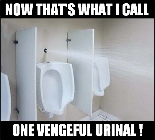 Now You Know How It Must Feel ! | NOW THAT'S WHAT I CALL; ONE VENGEFUL URINAL ! | image tagged in urinal,revenge,dark humour | made w/ Imgflip meme maker