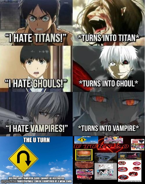 I hate over-the-top cards *becomes over-the-top card* | image tagged in i hate titans turns into titan | made w/ Imgflip meme maker