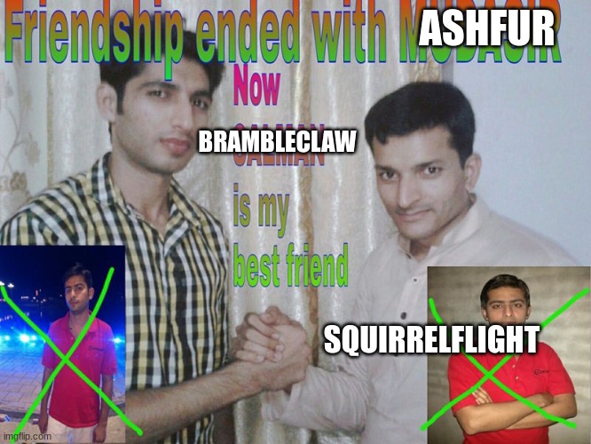 Friendship ended | ASHFUR BRAMBLECLAW SQUIRRELFLIGHT | image tagged in friendship ended | made w/ Imgflip meme maker