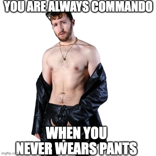 sage suede | YOU ARE ALWAYS COMMANDO; WHEN YOU NEVER WEARS PANTS | image tagged in douchebag,sage suede | made w/ Imgflip meme maker