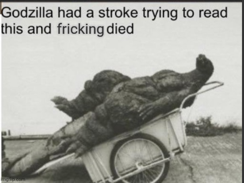 Godzilla had a stroke trying to read this and f!@king died Blank Meme Template
