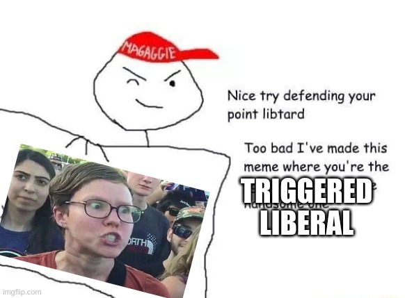 Can't think of a good argument? Use the "Triggered Liberal" meme! | TRIGGERED LIBERAL | image tagged in nice try libtard,politics,libtard,triggered feminist,wojak,soyjak | made w/ Imgflip meme maker