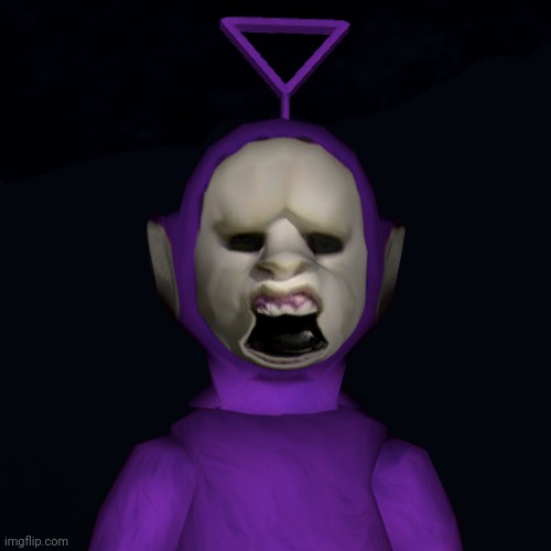 Tinky winky questioning template | image tagged in teletubbies,slender,this is some serious gourmet shit | made w/ Imgflip meme maker