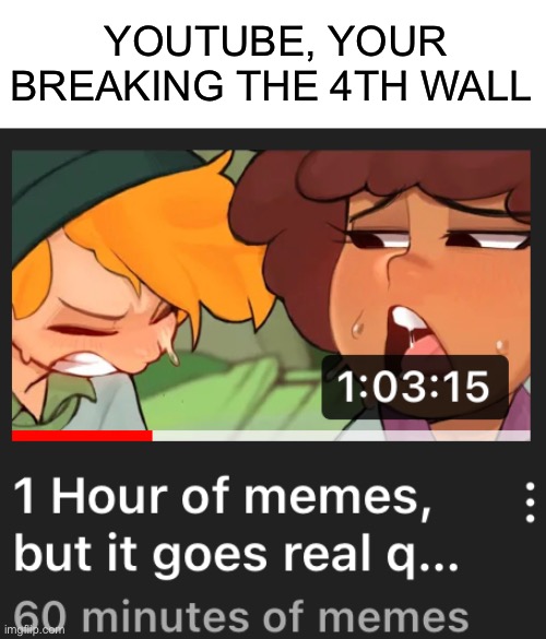 YouTube please remove the video | YOUTUBE, YOUR BREAKING THE 4TH WALL | image tagged in memes,youtube,shitpost | made w/ Imgflip meme maker
