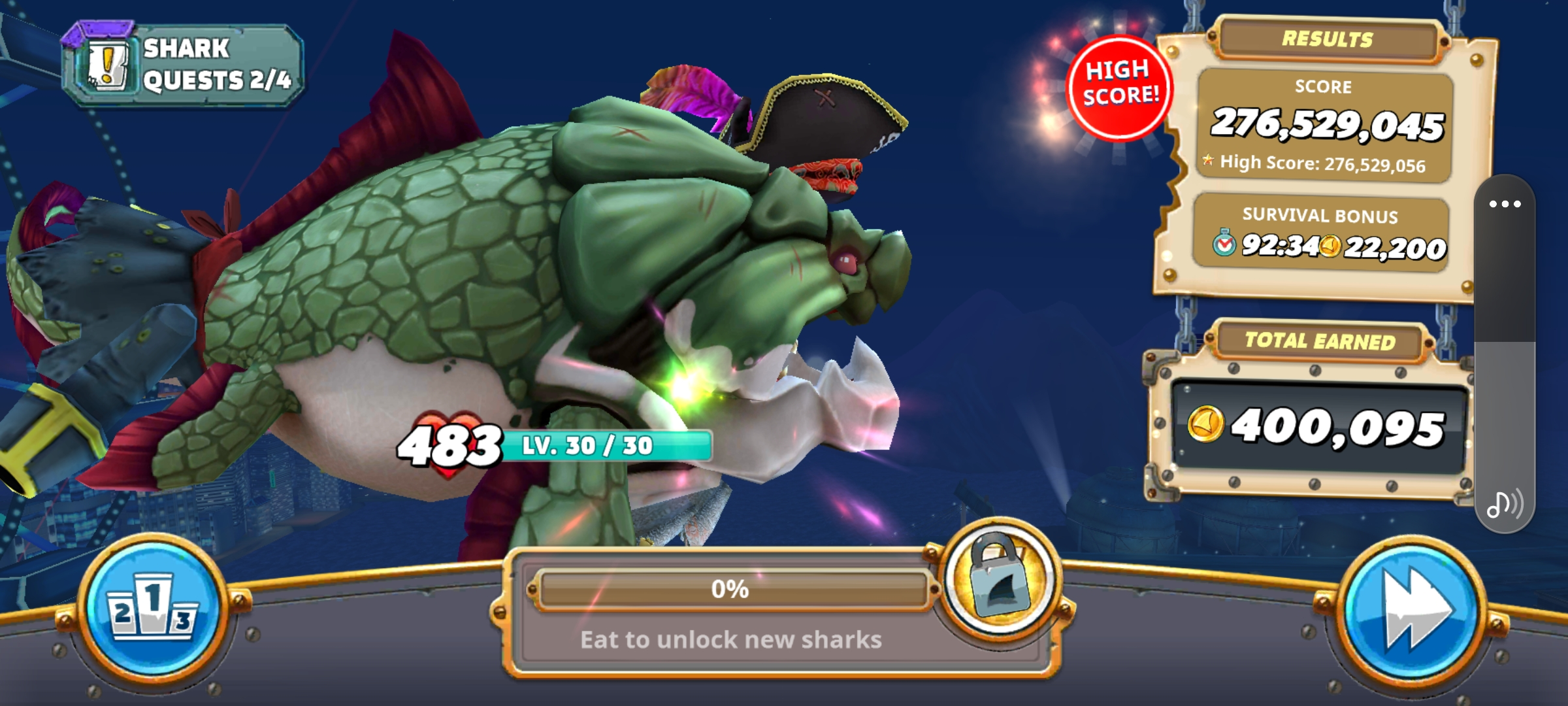 High Quality Carlos Or Something's new Hungry Shark High Score (Dunkleosteus) Blank Meme Template