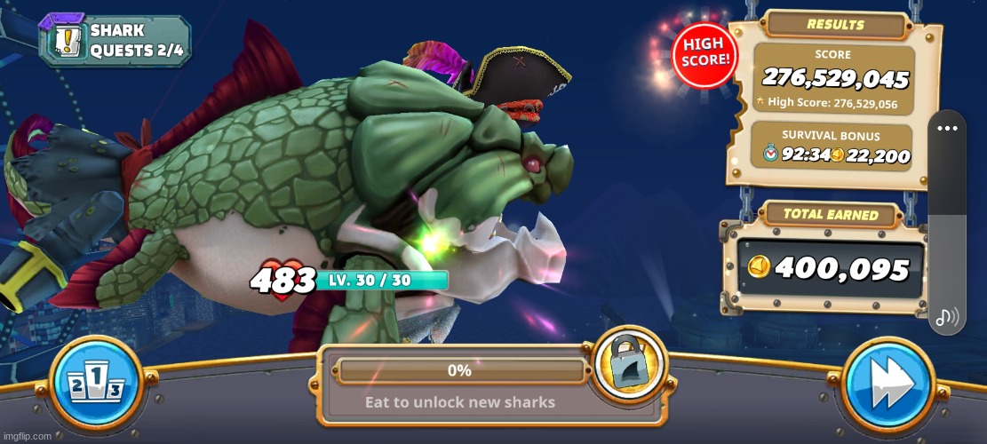SWEET BABY JESUS (Hungry Shark World) | image tagged in high score | made w/ Imgflip meme maker