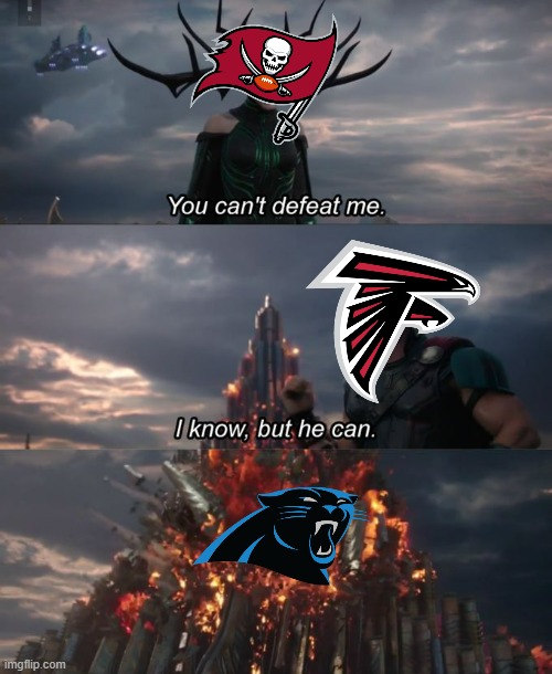 You can't defeat me | image tagged in you can't defeat me,atlanta falcons,carolina panthers,nfl,nfl memes | made w/ Imgflip meme maker