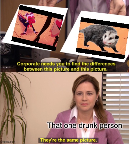 They're The Same Picture | That one drunk person | image tagged in memes,they're the same picture,helluva boss,i am not a possum | made w/ Imgflip meme maker