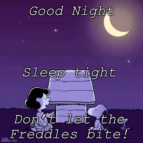 Gn! | Good Night; Sleep tight; Don’t let the Freddles bite! | image tagged in good night | made w/ Imgflip meme maker
