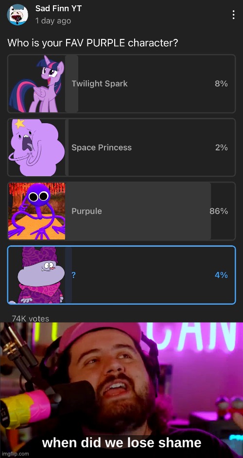Bro, some cringe roblox character beat LSP | image tagged in when did we lose shame | made w/ Imgflip meme maker