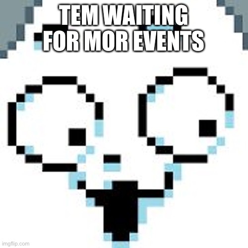 What’re we doing next? | TEM WAITING FOR MOR EVENTS | image tagged in temmie,tem cult | made w/ Imgflip meme maker