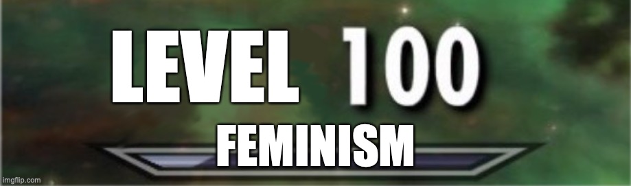 level: 100 | LEVEL FEMINISM | image tagged in level 100 | made w/ Imgflip meme maker