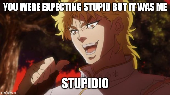 But it was me Dio | YOU WERE EXPECTING STUPID BUT IT WAS ME STUPIDIO | image tagged in but it was me dio | made w/ Imgflip meme maker