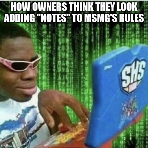 also me who added a whole bedroom: | HOW OWNERS THINK THEY LOOK ADDING "NOTES" TO MSMG'S RULES | image tagged in ryan beckford | made w/ Imgflip meme maker
