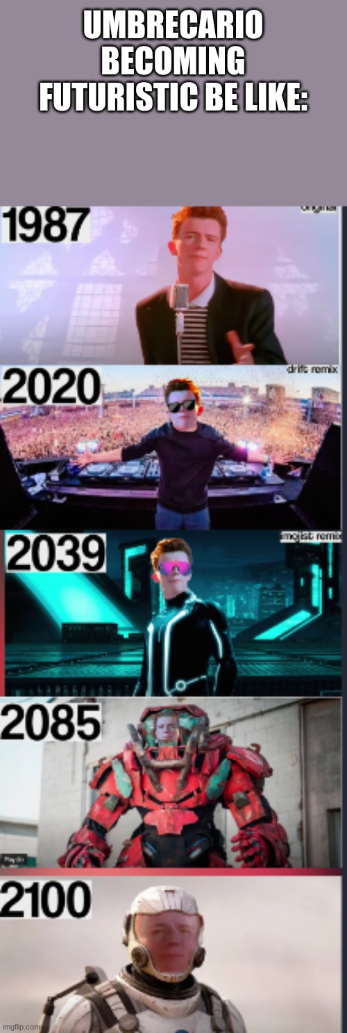 umbrecario`s time traveling from 1987 to 2100 | UMBRECARIO BECOMING FUTURISTIC BE LIKE: | image tagged in becoming future,time travel | made w/ Imgflip meme maker