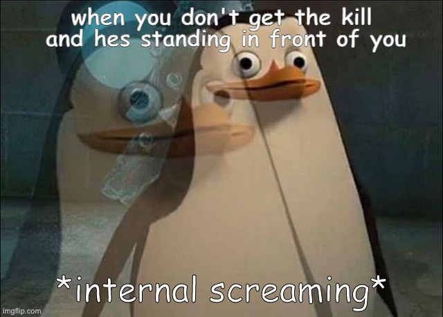 it happens so many times | when you don't get the kill; and hes standing in front of you | image tagged in private internal screaming | made w/ Imgflip meme maker