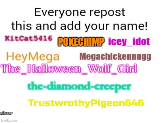 repost and add name | POKECHIMP | made w/ Imgflip meme maker