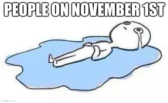 Person Crying | PEOPLE ON NOVEMBER 1ST | image tagged in person crying | made w/ Imgflip meme maker