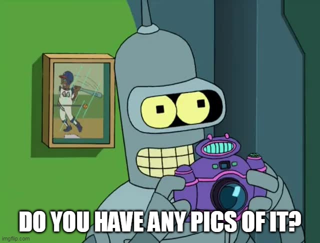 BENDER NEAT | DO YOU HAVE ANY PICS OF IT? | image tagged in bender neat | made w/ Imgflip meme maker