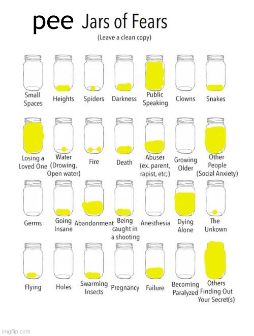 Jar of fears clear version | pee | image tagged in jar of fears clear version | made w/ Imgflip meme maker