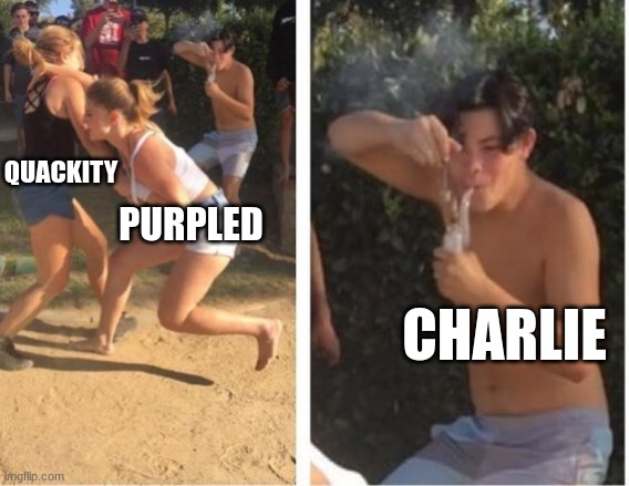 This works for both nov 27 and sep 10 | QUACKITY; PURPLED; CHARLIE | image tagged in dabbing dude | made w/ Imgflip meme maker