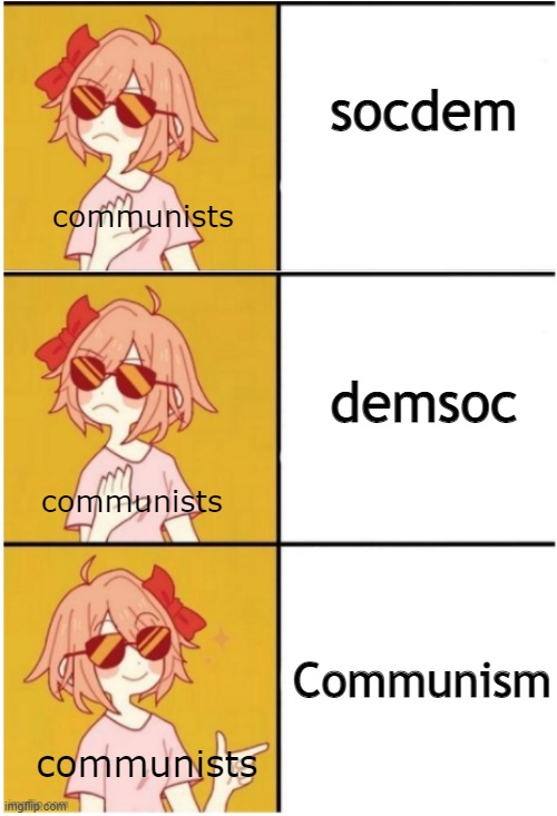 sayori drake triple panel | socdem; communists; demsoc; communists; Communism; communists | image tagged in sayori drake triple panel,CommunismMemes | made w/ Imgflip meme maker