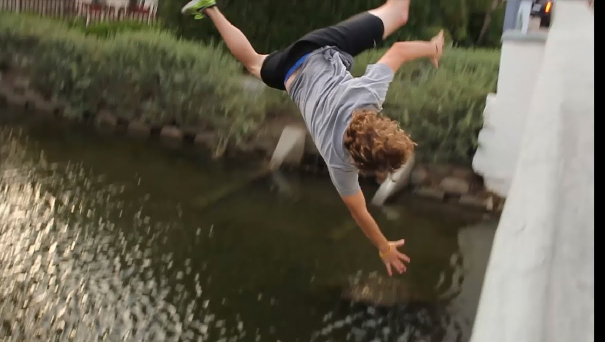 High Quality Dude falls off bridge Blank Meme Template