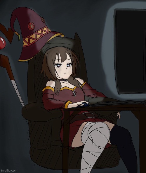 Sad megumin | image tagged in sad megumin | made w/ Imgflip meme maker