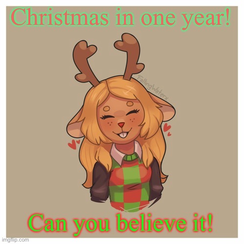Noelle :) | Christmas in one year! Can you believe it! | image tagged in noelle | made w/ Imgflip meme maker