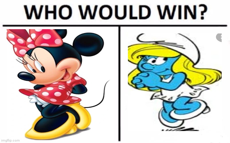 Minnie mouse vs smurfett | image tagged in memes,who would win,funny memes | made w/ Imgflip meme maker