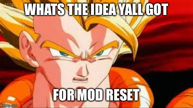 New set of mods or just removing bad mods/offine | WHATS THE IDEA YALL GOT; FOR MOD RESET | image tagged in super gogeta | made w/ Imgflip meme maker