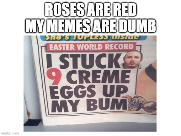 WTF?! | ROSES ARE RED
MY MEMES ARE DUMB | image tagged in news | made w/ Imgflip meme maker