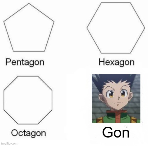 Gon | Gon | image tagged in memes,pentagon hexagon octagon,gon,anime | made w/ Imgflip meme maker