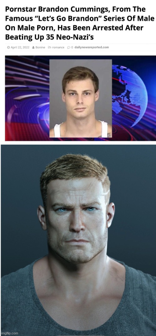 American hero | image tagged in neo nazi beater,wolfenstein | made w/ Imgflip meme maker