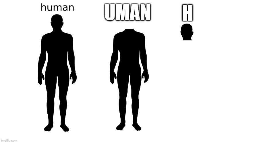 human? | H; UMAN | image tagged in words of wisdom | made w/ Imgflip meme maker