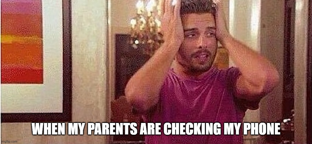 Relatable? | WHEN MY PARENTS ARE CHECKING MY PHONE | image tagged in phone | made w/ Imgflip meme maker